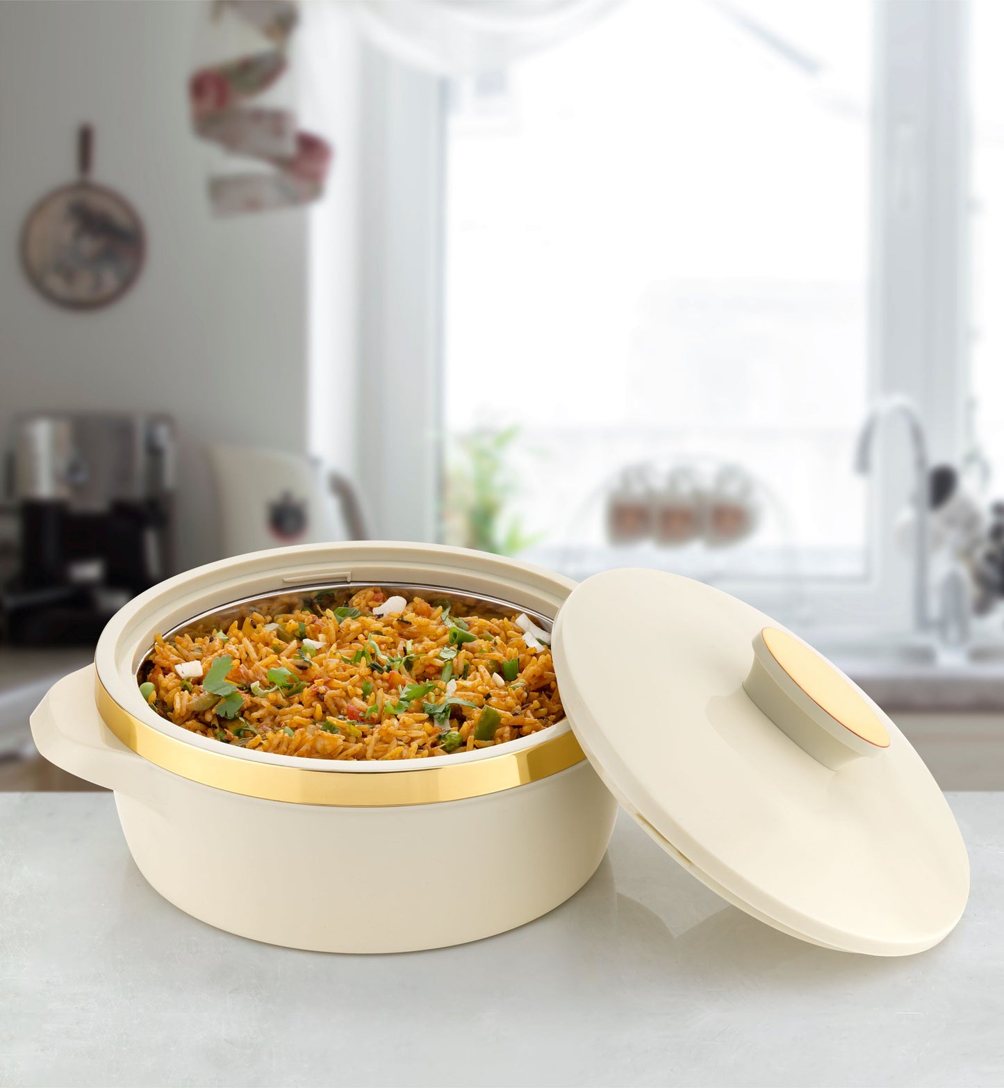 PREMIUM WHITE PRINTED CASSEROLE SET OF 3