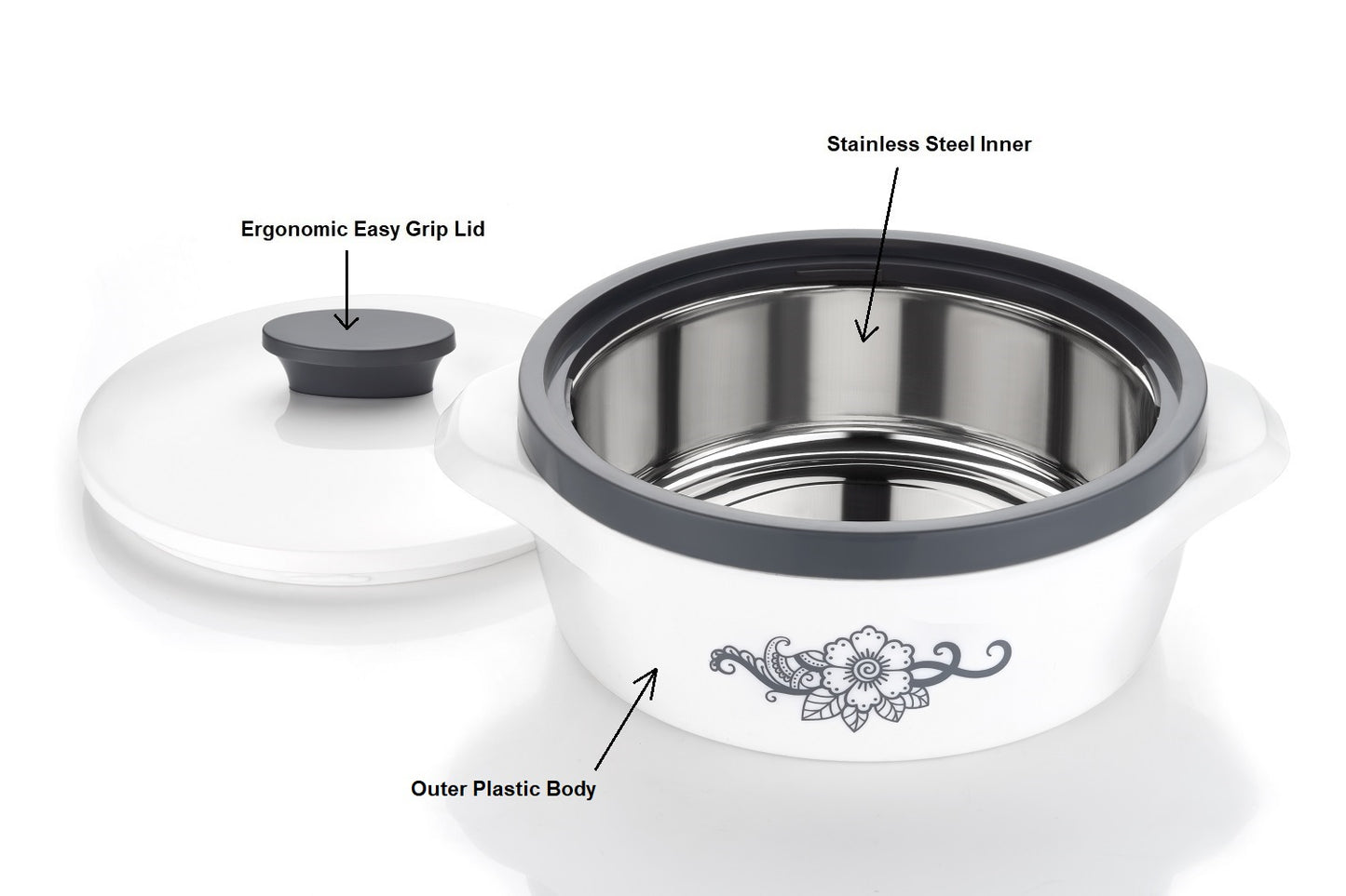 PREMIUM WHITE PRINTED CASSEROLE SET OF 3