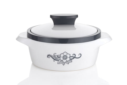 PREMIUM WHITE PRINTED CASSEROLE SET OF 3