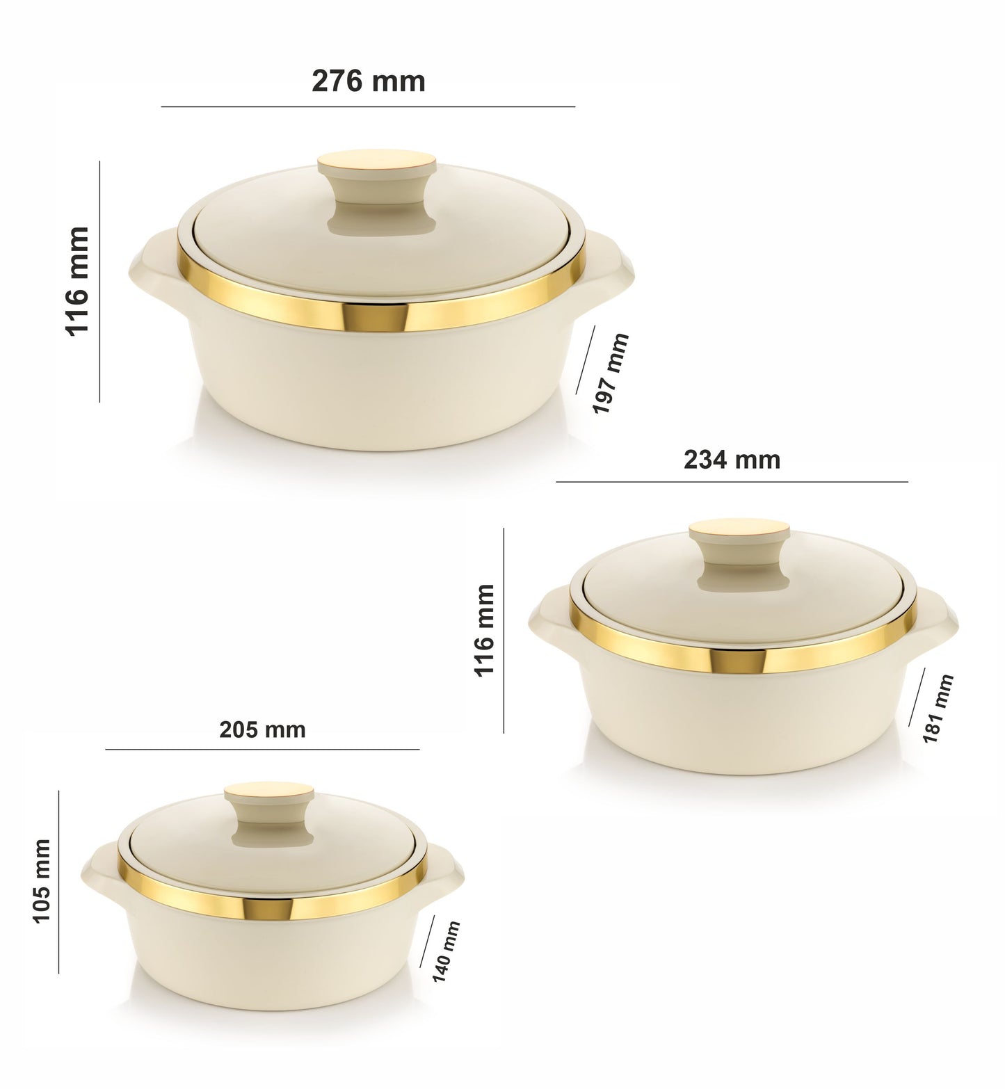 GOLDEN PRINTED IVORY CASSEROLL COMBO PACK OF 3