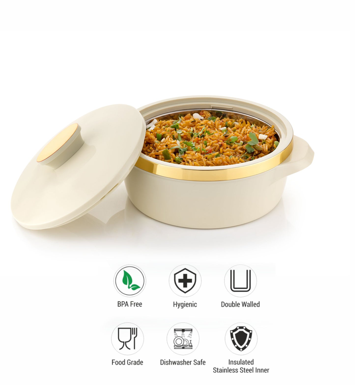 PREMIUM WHITE PRINTED CASSEROLE SET OF 3