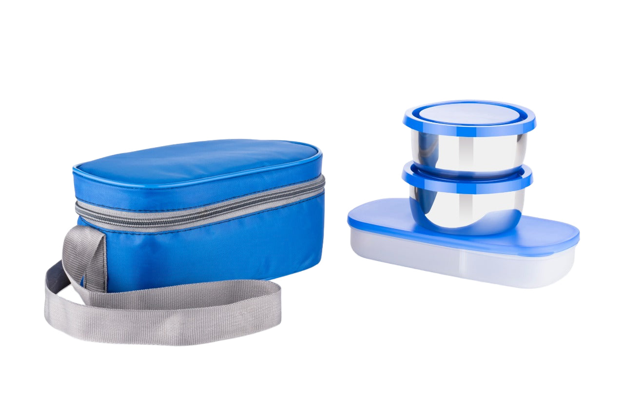 2+1 blue lunch box
