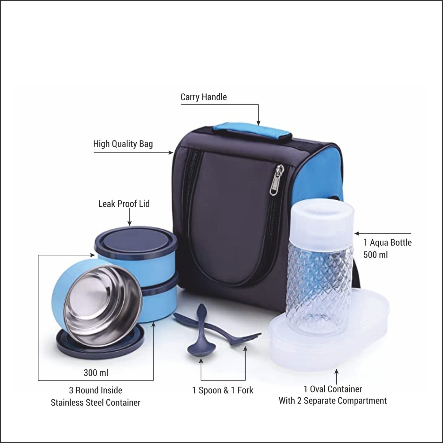 3+1 office lunch box chhas bottle
