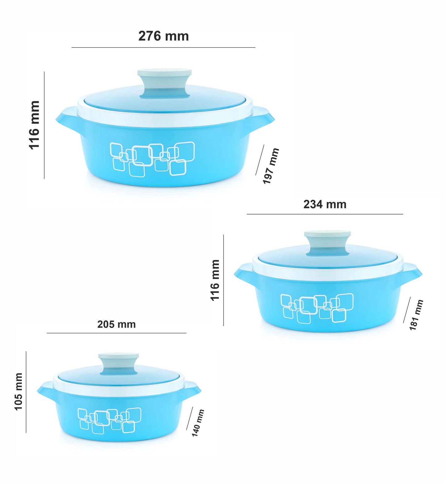 SKY BLUE CASSEROLE SET OF 3